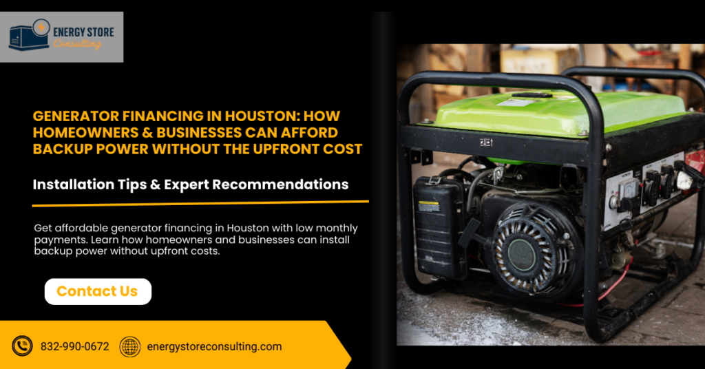 Generator Financing in Houston How Homeowners & Businesses Can Afford Backup Power Without the Upfront Cost